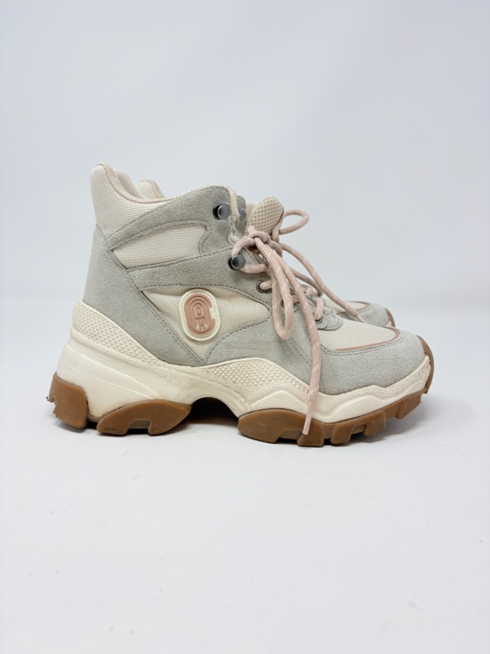 Coach C265 Hiker Sneakers High Cut Hiker Boot Platform Light Grey Pink Size 6 - Picture 5 of 14